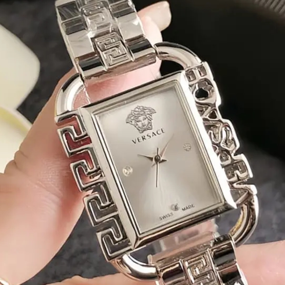 Versace Silver Geometric Women's Watch